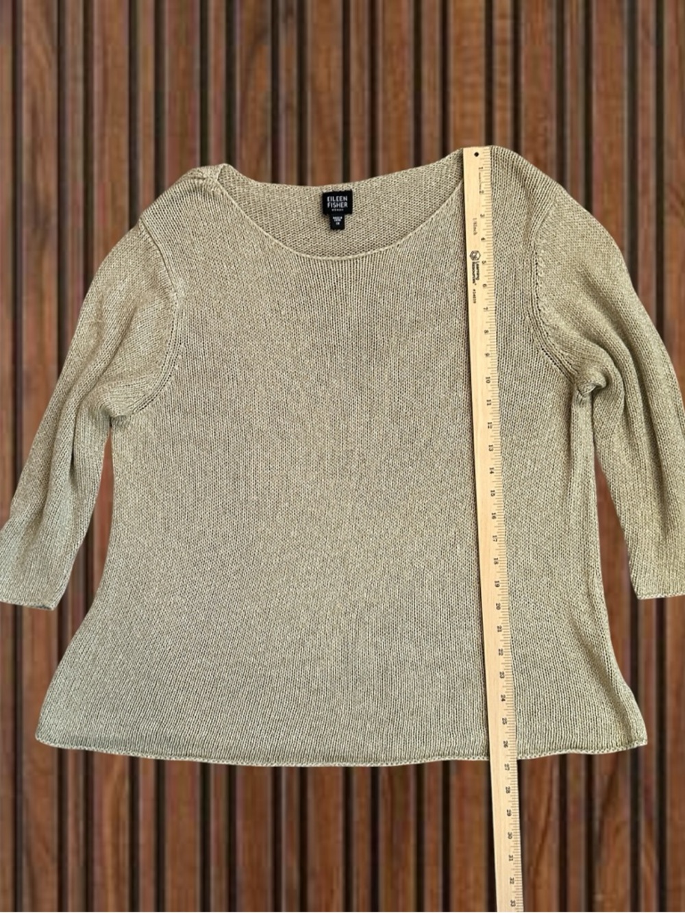 Eileen Fisher Neutral Green Lightweight Knit Scoop-Neck Top (1X) - Picture 4 of 6